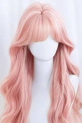 Pastel Light Cherry Pink Large Waves with Light Wispy Bangs Sweet Lolita Wig - Product - 2