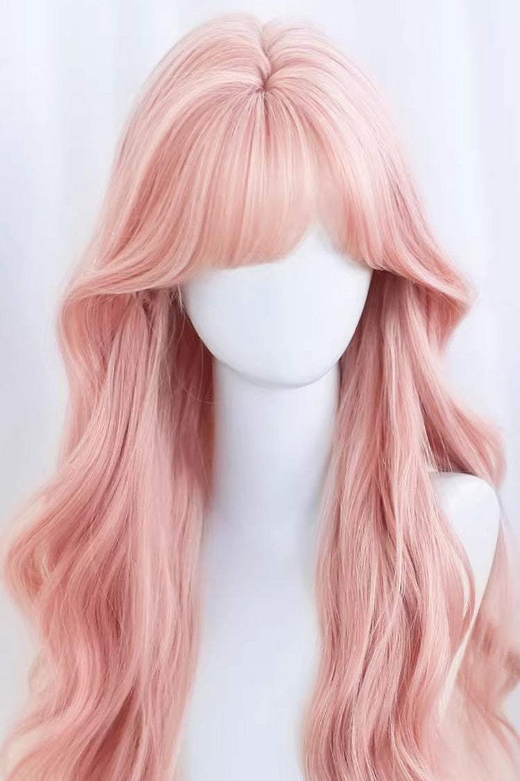 Pastel Light Cherry Pink Large Waves with Light Wispy Bangs Sweet Lolita Wig - Product - 2