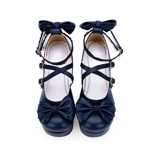 Bowknot Round-toe Sweet Lolita High Heel Shoes - Product - 5