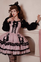 Black/Purple Dance Music Long Sleeves Multi-layer Ruffle Bowknot Sweet Princess Lolita Dress - Product - 12