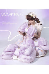 Purple Big Bowknot Metal Heart Nameplate Lolita Backpack - Product - 3