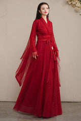 Red Elegant Ancient Costume Sweet Hanfu Dress - Product - 2