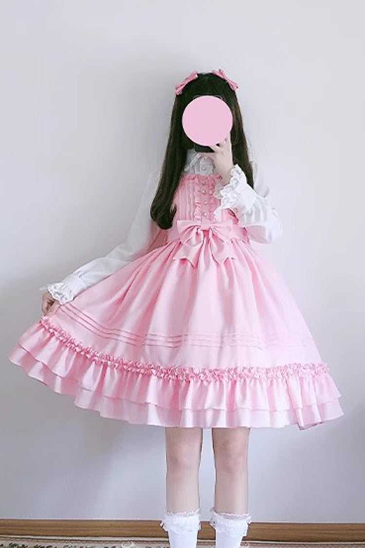 Ice Cream Bowknot Ruffle Chiffon Sweet Lolita Jsk Dress 7 Colors - Pink - 4