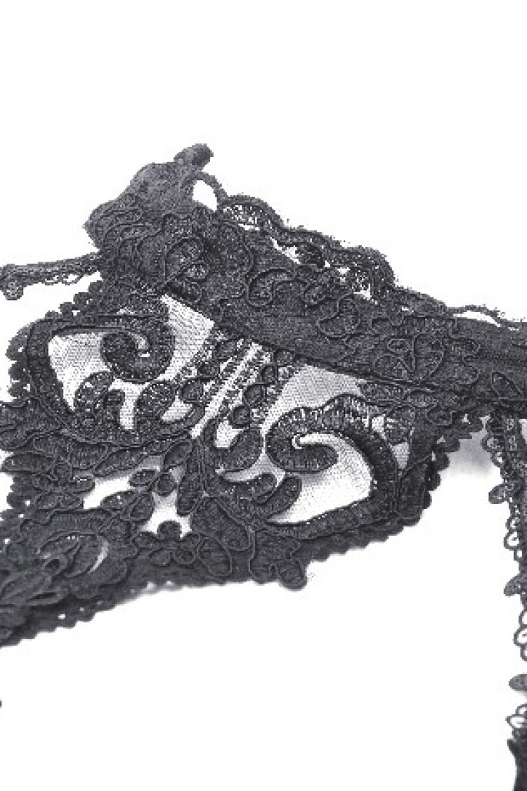 Black Off Shoulder Long Puff Sleeves Cut-Out Lace Women's Gothic Cape - Product - 13