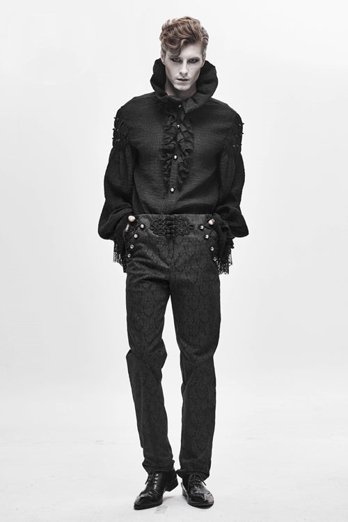 Black Party Up Fancy Patterned Gothic Mens Pants - Product - 5