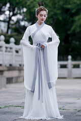 White Simple Chinese Style Sweet Hanfu Dress - Product - 2