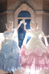 Gradient Color Short Sleeves Multi-layer Ruffle Bowknot Sweet Elegant Princess Lolita Dress 3 Colors - Product - 6