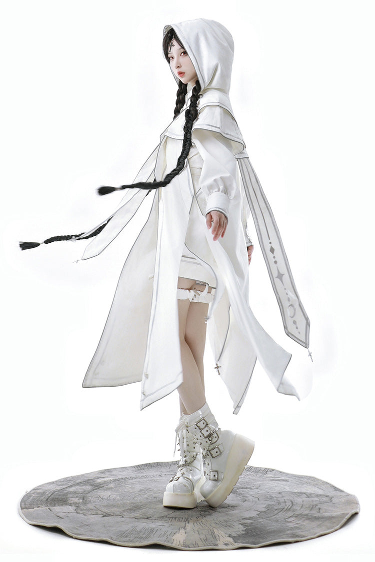 White Bionic Dimension Futuristic Mechanical Style Print Ouji Fashion Lolita Shorts - Product - 12