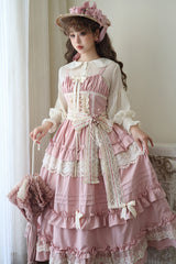 [Lillian] Ruffle Bowknot Lace Sweet Lolita Jsk Dress 4 Colors - Pink - 4