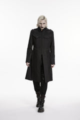 Black Stand Collar Long Sleeves Hooded Zippered Men's Punk Jacket - Product - 1
