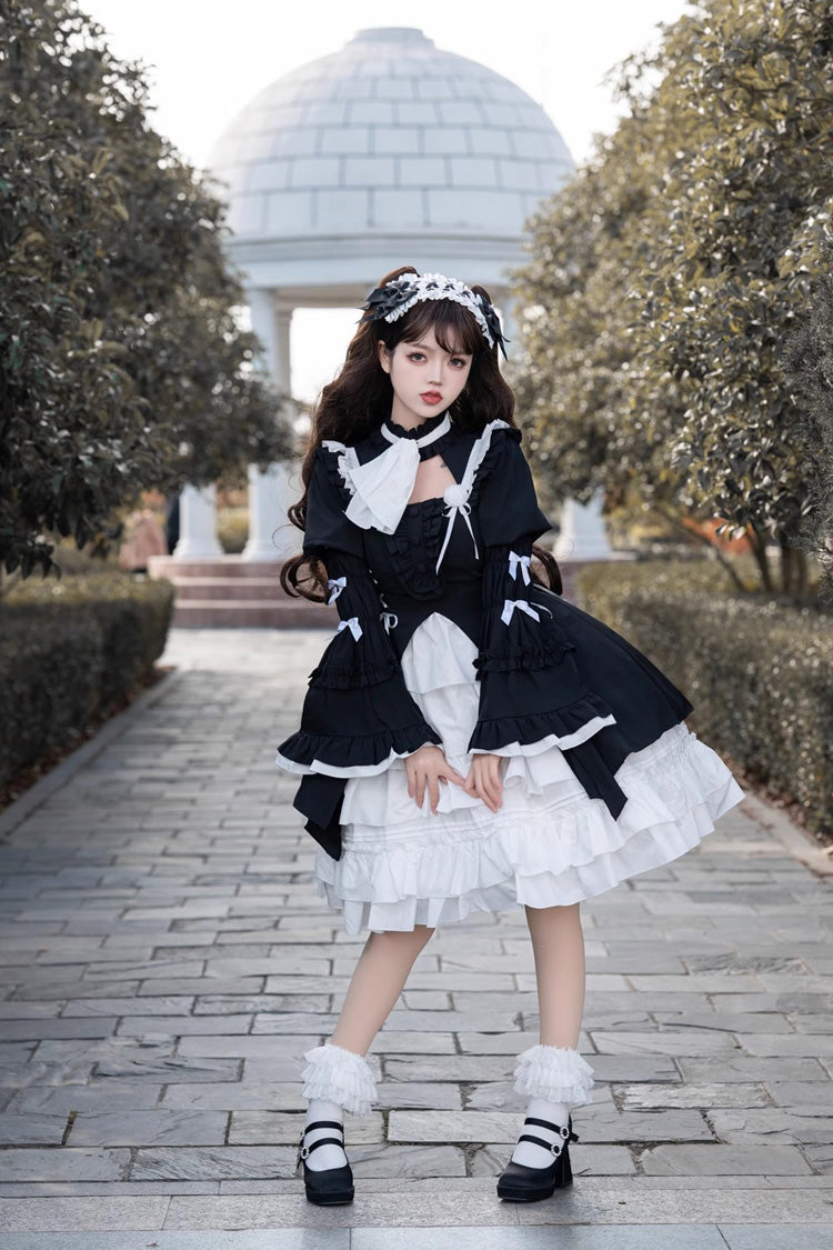 Black/White Night Gem Dark Magic Detachable Sleeves Cardigan Gothic Lolita Dress - Product - 4