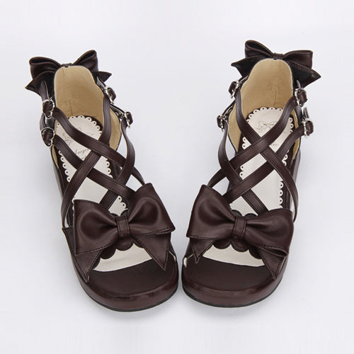 Bowknot Cute Mid heel Sweet Lolita Sandals - Product - 3