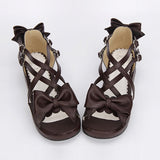 Bowknot Cute Mid heel Sweet Lolita Sandals - Product - 3