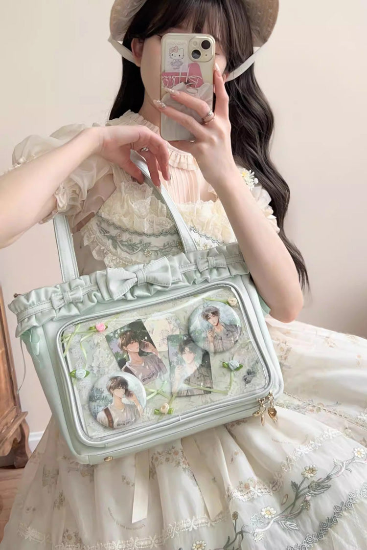 [Ballet Holiday] Ruffled Bow Sweet Japanese Crossbody Shoulder Lolita Itabag 10 Colors - Product - 3