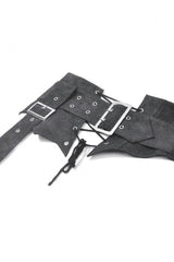 Washed Black Lace-Up Buckled Eyelet Women's Punk Asymmetric Corset Waist Belt - Product - 9