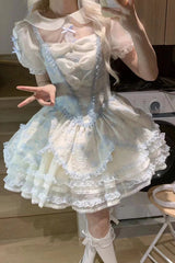 Jasmine Rain Print Stitching Lace Sweet Lolita Jsk Dress 6 Colors - Product - 9