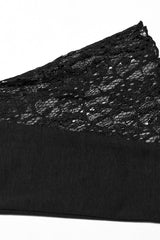 Black Long Trumpet Sleeves Stitching Lace Asymmetric Women's Gothic Dress - Product - 6