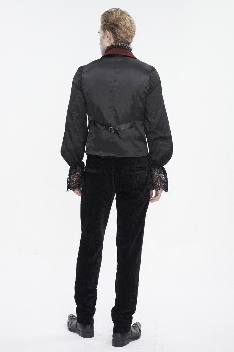 Red Embossed Feather Men's Gothic Waistcoat - Product - 6