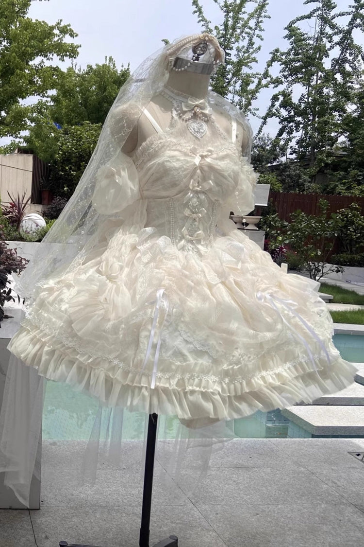 Ivory Ballet Dream Halterneck Ruffle Bowknot Lace Mesh Sweet Lolita Dress - Product - 2