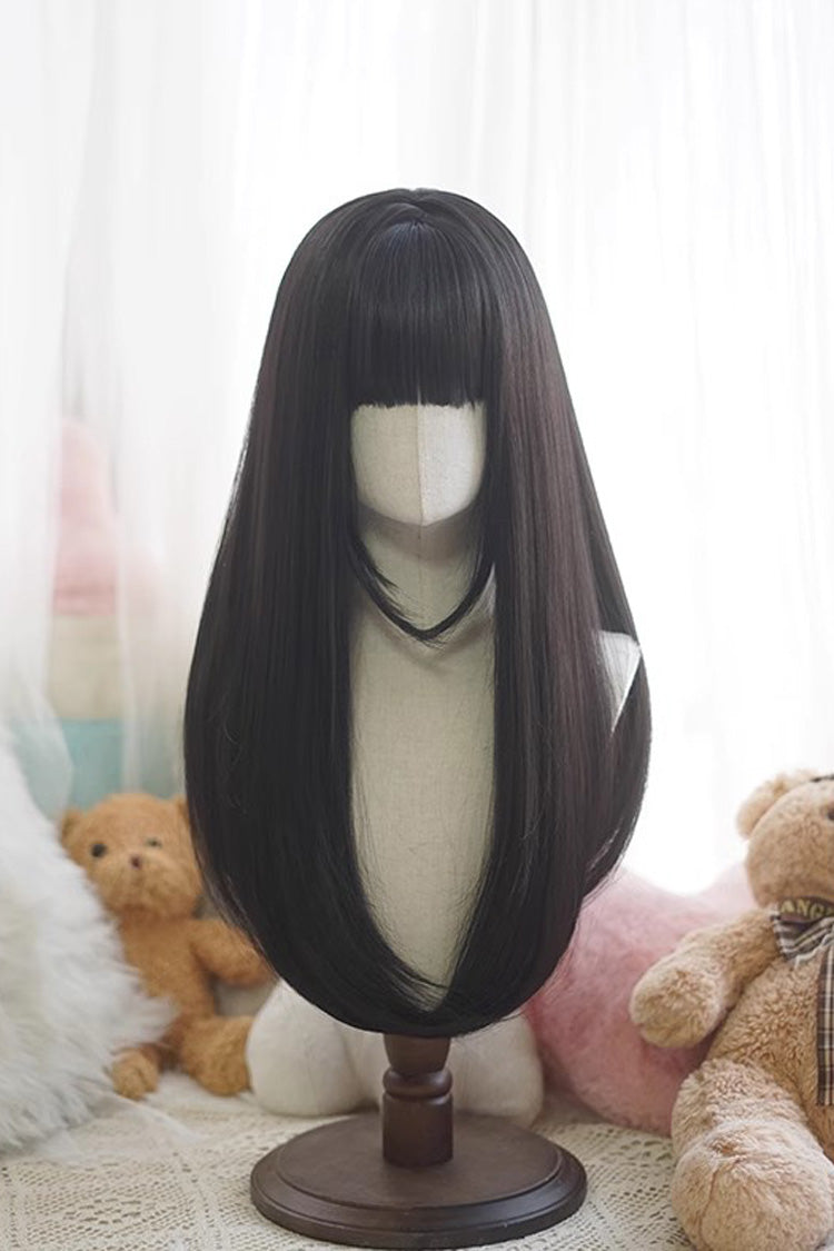 Daily Sweet Elegant Lolita Straight Wig 6 Colors - Black - 2