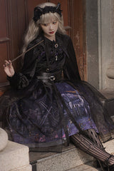 Black Witch Town Print With Veil Gothic Lolita JSK Dress - Product - 5