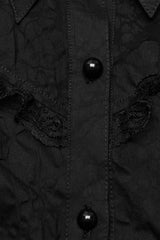 Women's Lapel Collar Long Sleeves Print Stitching Lace Gothic Blouse 2 Colors - Product - 6