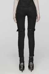 Black Mesh Women's Punk Cutout Eyelet Jeans - Product - 3