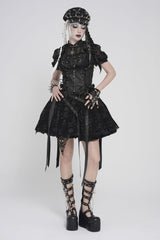 Black Bow Lace-Up Slim Zippered Women's Gothic Swallow-tailed Vest - Product - 7