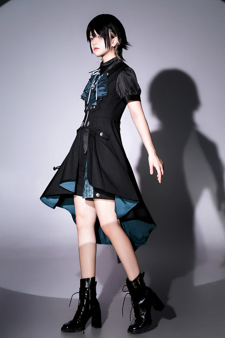 Black [Deep Music] Short Sleeves Gothic Elegant Ouji Lolita Four-piece Set - Product - 3