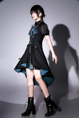 Black [Deep Music] Short Sleeves Gothic Elegant Ouji Lolita Four-piece Set - Product - 3