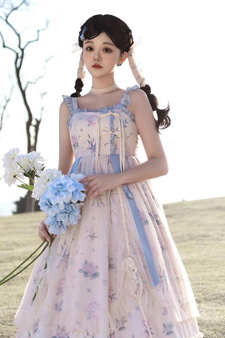 Multi-Color Chinese Style Elegant Flower Wall Print Sweet Lolita Dress - Product - 10