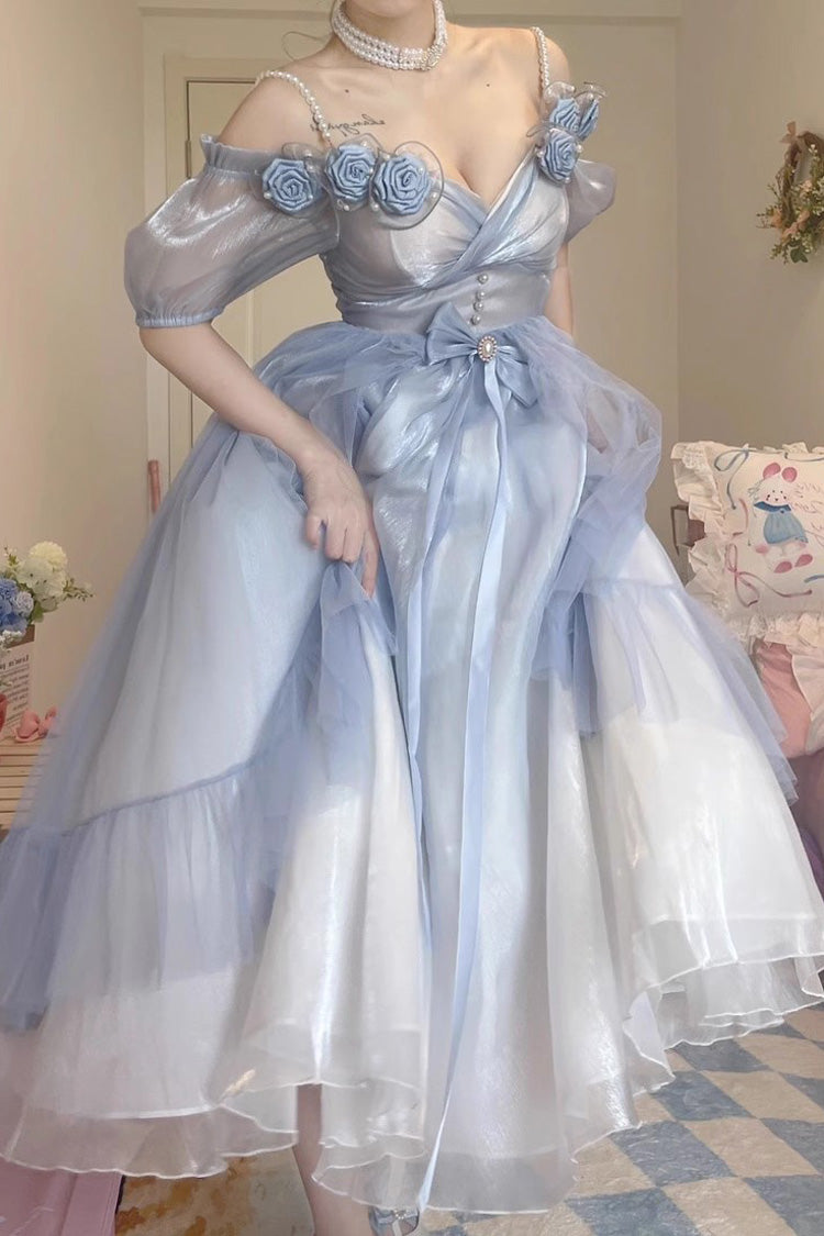 Blue Bowknot Plus Size Elegant Princess Sweet Lolita Dress - Product - 2