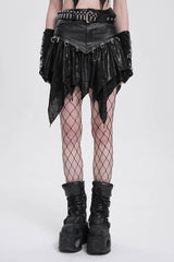 Black High Waisted Ruffle Irregular Women's Punk Skirt - Product - 13