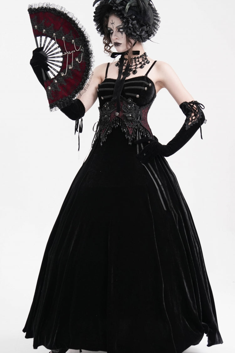 Black Tassels Hanayome Lace-Up Women's Gothic Slip Wedding Dress - Product - 8