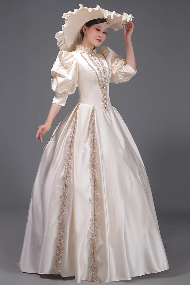 Champagne European Court Short Sleeves Sweet Vintage Princess Victorian Dress - Product - 2