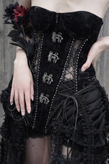 Black [Hell Alice] Hollow Lace-Up Fishbone Gothic Lolita Dress Corset - Product - 15