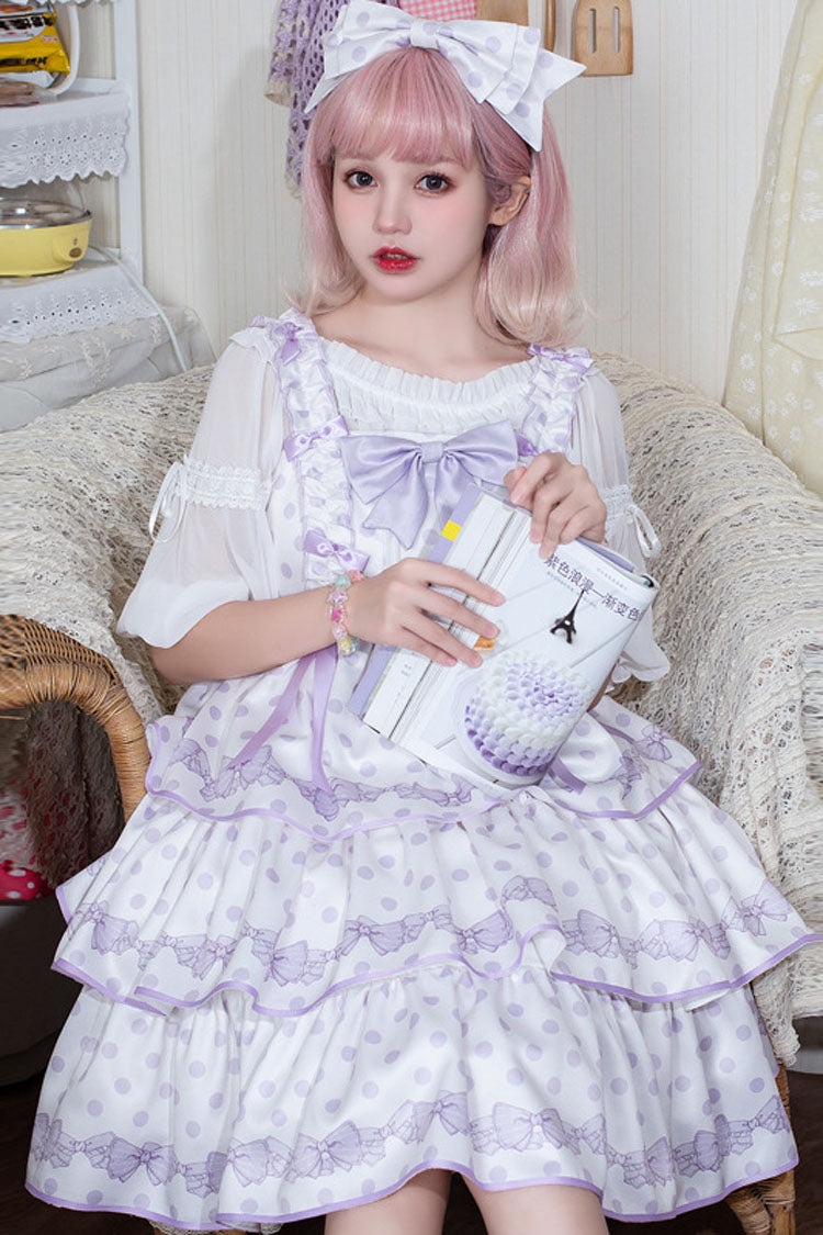 Polka Point Print Bowknot Multi-Layer Princess Sweet Lolita Jsk Dress - Product - 5