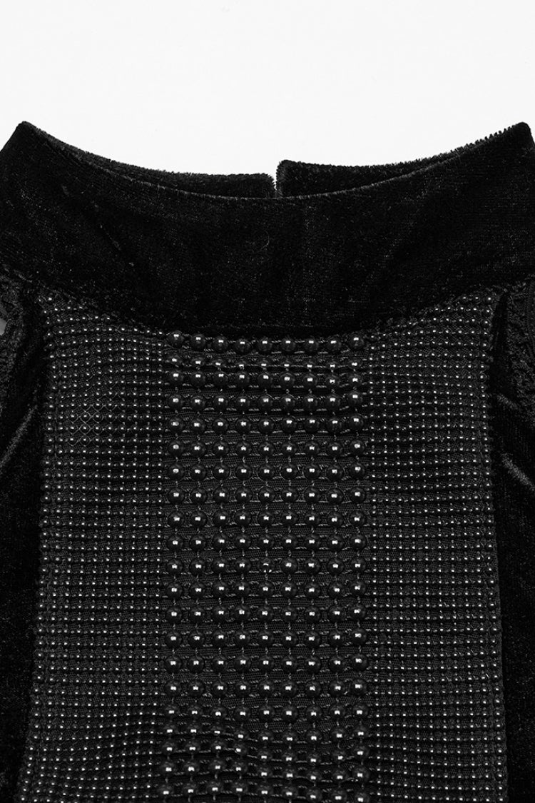 Black Halterneck Sleeveless Stitching Mesh Women's Gothic Dress - Product - 5