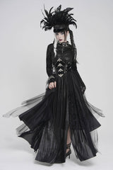 Black Multi-Layered Lace-Up Slim Irregular Asymmetric Eyelet Women's Gothic Long  Skirt - Product - 9