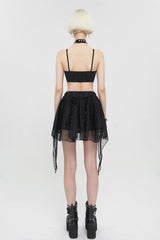 Black Bright Mesh Metal Buckle Decoration Playful And Cute Tutu Short Women's Punk Skirt - Product - 6