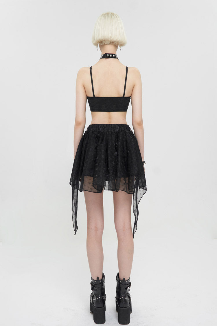 Black Bright Mesh Metal Buckle Decoration Playful And Cute Tutu Short Women's Punk Skirt - Product - 6