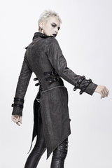 Black Spiked Zipper Up Punk Mesh Womens Coat With Loops - Product - 3