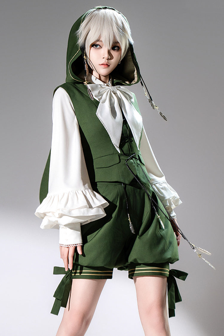 Green [Rabbit Feather] Sweet Prince Handsome Ouji Lolita Vest - Green - 1