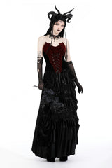 Red/Black Sleeveless Women's Gothic Bat Overbust Corset - Product - 7