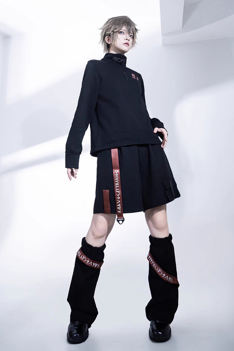 Black Unmarked Blade Gothic Handsome Ouji Lolita Shorts - Product - 9