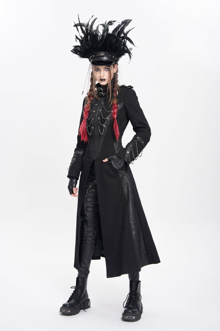 Black Women's Punk Cool Skull Plumed Chain Hat - Product - 13
