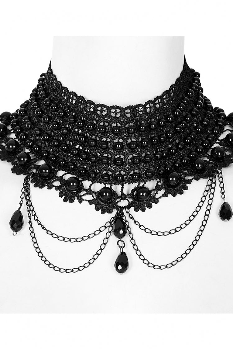 Black Pearl Hollow Lace Women's Gothic Gorgeous Choker - Product - 5