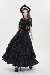 Black Women's Gothic Cross Rose Beaded Long Skirt Gorgeous Skirt - Product - 5