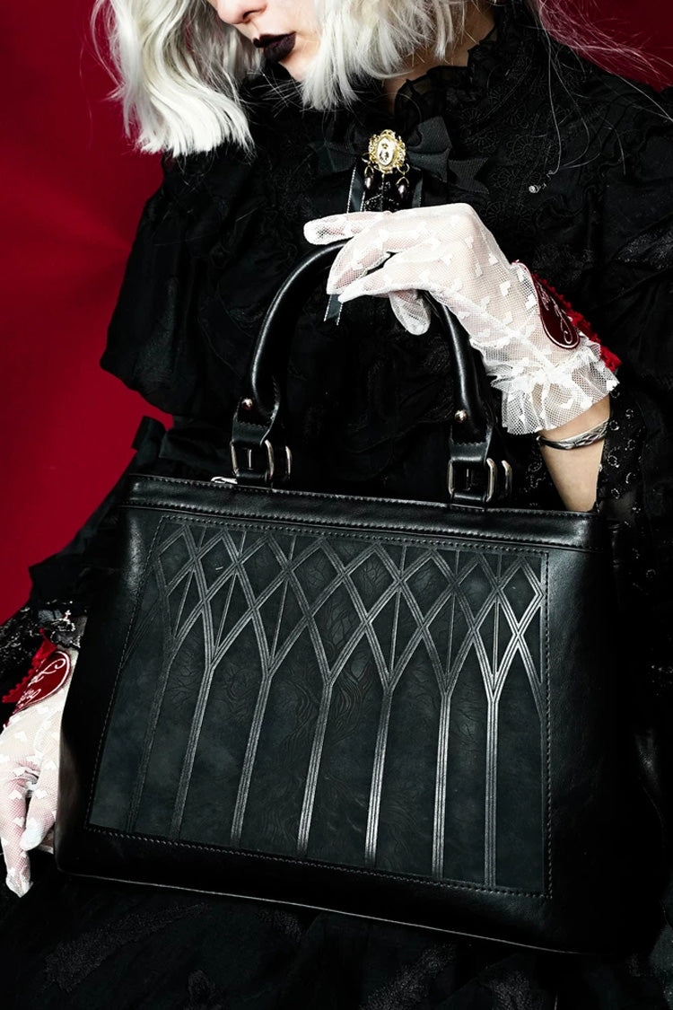 Black [Asgard’s Forgotten Dream] Yggdrasil Printed Embroidered Gothic Lolita Handbag - Product - 4