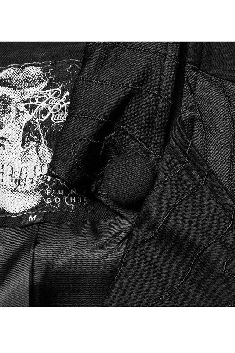Black Gothic Noble Jacquard Embroidery Pleated Ruffle Delicate Buttons Decoration Men's Vest - Product - 7